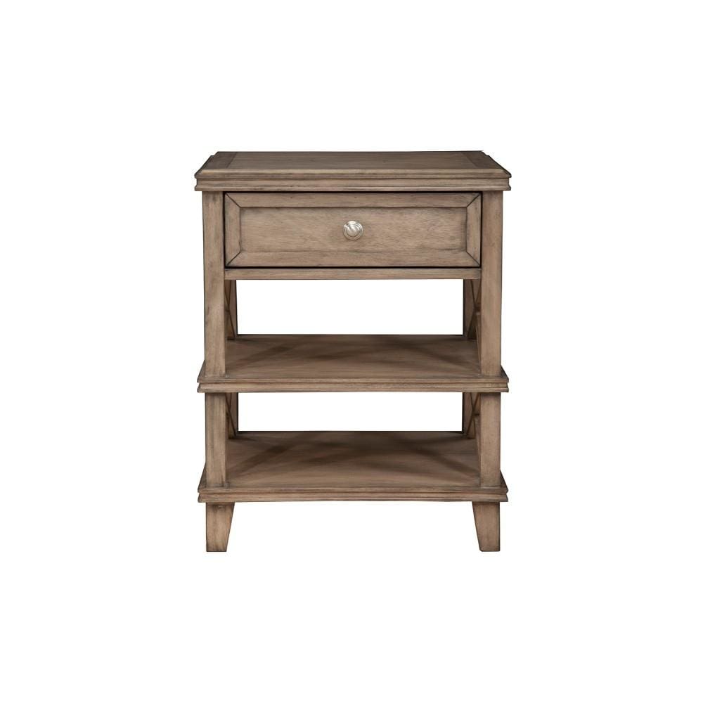 Mahogany Wood Nightstand with 1 Drawer in French Truffle Brown APF-1055-02