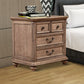 2 Drawer Wooden Nightstand with Turned Legs, Natural Brown