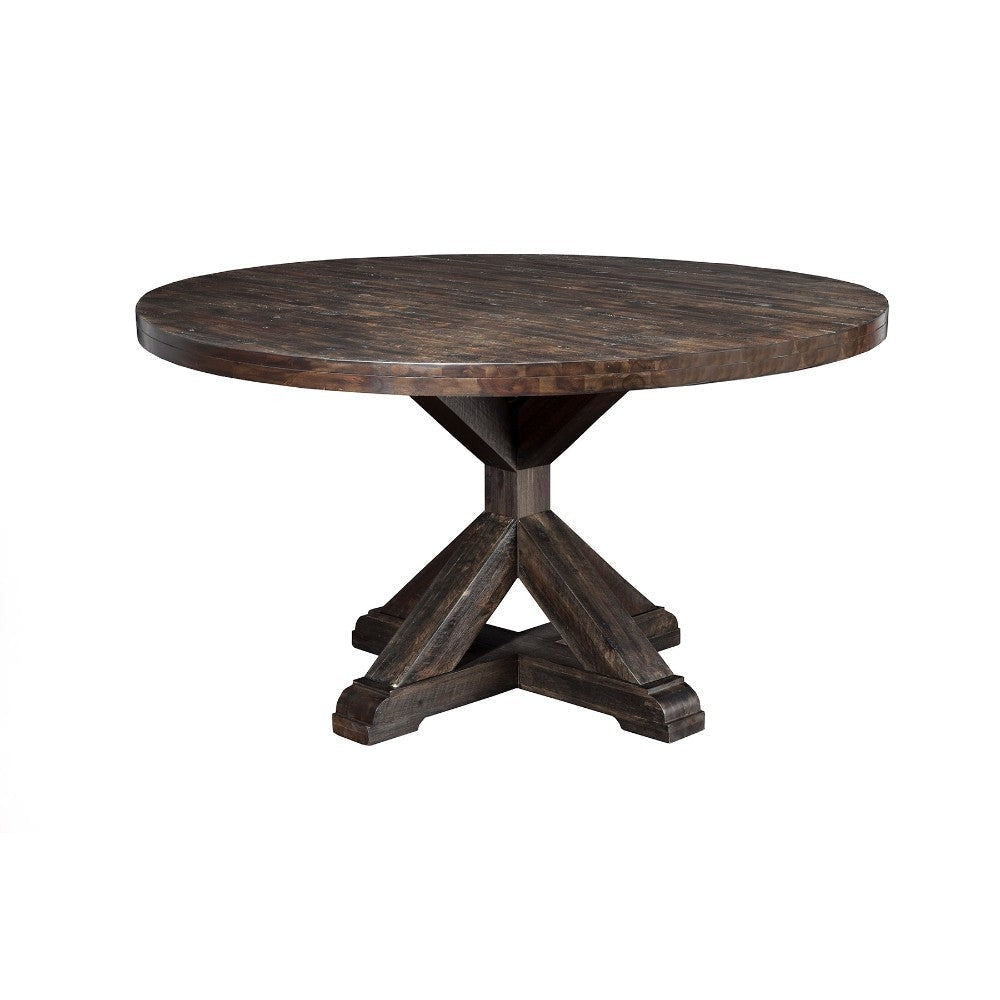 Round Dining Table In Acacia Wood Brown By Casagear Home