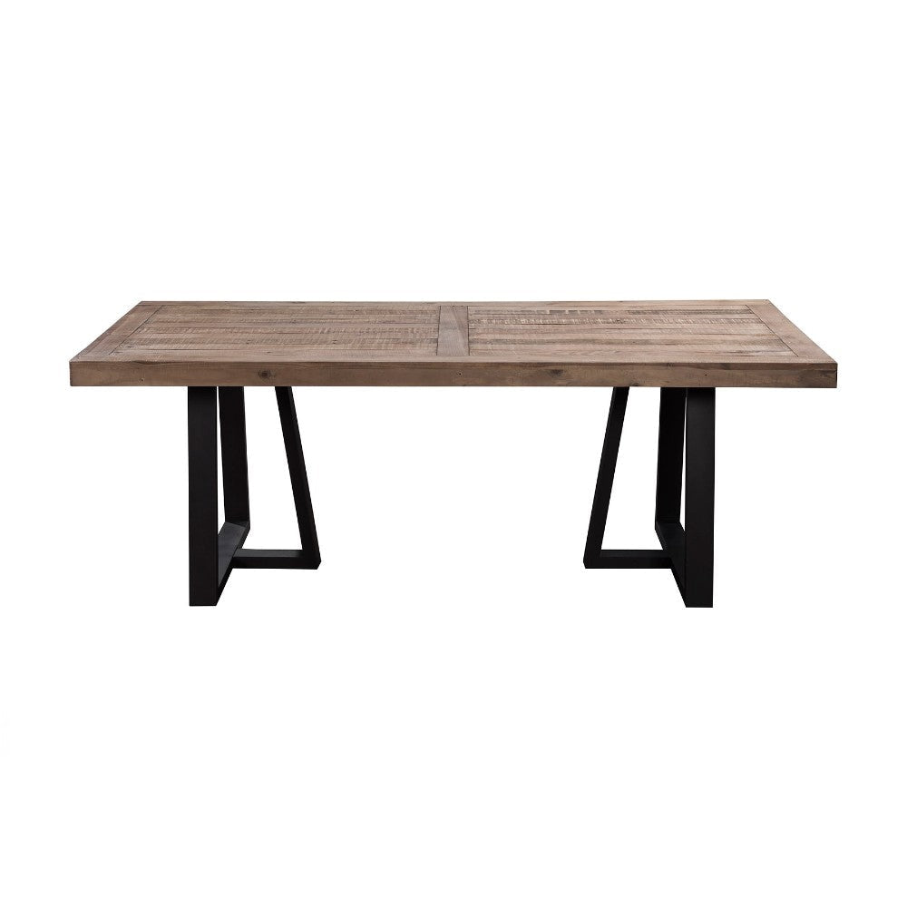 Dining Table | Rectangular | Wood & Metal | Brown & Black