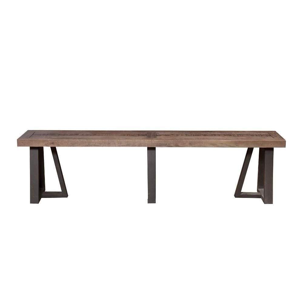 Dining Bench | Wood & Metal | Brown Finish