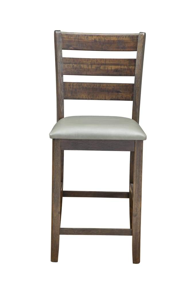 Wooden Pub Height Chairs With Slatted Back and Footrest, Set of Two, Brown and Gray - 2929-05 By Casagear Home