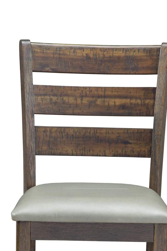 Wooden Pub Height Chairs With Slatted Back and Footrest Set of Two Brown and Gray - 2929-05 APF-2929-05