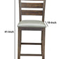 Wooden Pub Height Chairs With Slatted Back and Footrest Set of Two Brown and Gray - 2929-05 APF-2929-05
