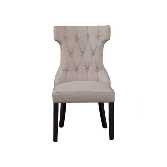 Upholstered Button Tufted Side Chairs With Wooden Base Set Of 2 Gray