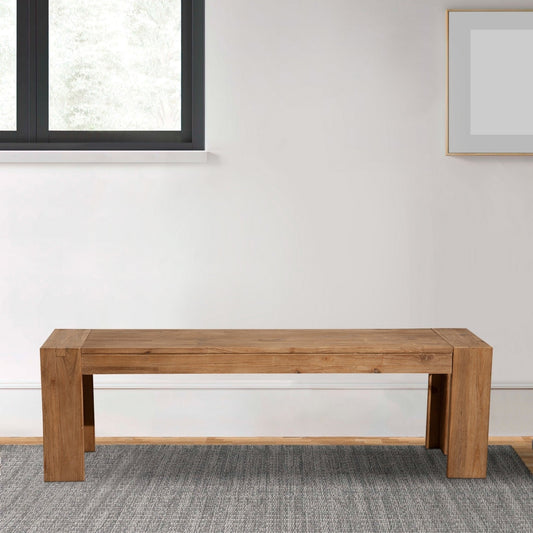Solid Acacia Wood Bench with Bracket Legs, Brown