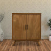 Wooden Small Bar Cabinet with Two Doors and Splayed Legs Brown APF-966-17