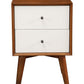 Stylish Wooden Nightstand With Two Drawers and Flared Legs, Brown and White - 999-02 By Casagear Home