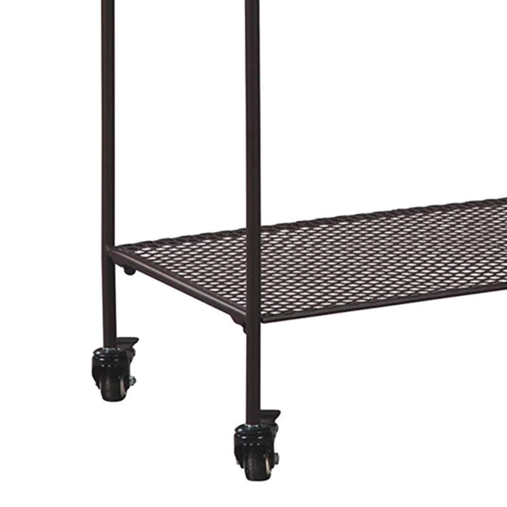 Rectangular Metal Beverage Tub with Stand and Open Grid Shelf Gray and Black AYF-A4000084