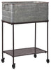 Rectangular Metal Beverage Tub with Stand and Open Grid Shelf, Gray and Black By Casagear Home