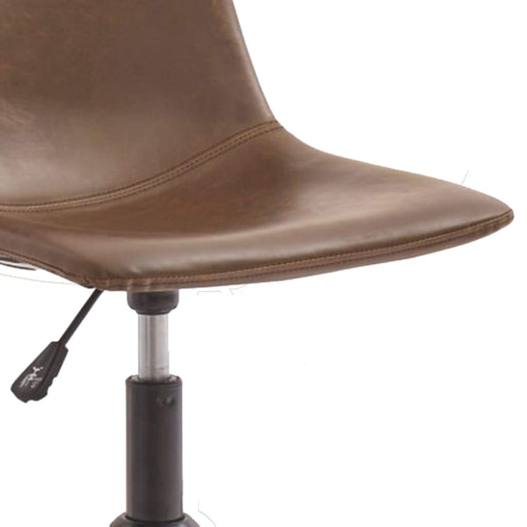 Metal Swivel Chair with Faux Leather Upholstery and Adjustable Seat Brown and Black - H200-01 AYF-H200-01