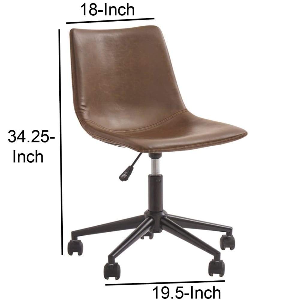 Metal Swivel Chair with Faux Leather Upholstery and Adjustable Seat Brown and Black - H200-01 AYF-H200-01