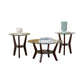 Round Wooden Table Set with Glass Top and Lower Shelf Set of Three Brown and Clear - T210-13 AYF-T210-13