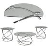 Contemporary Glass Top Table Set with Metal Rings Base Clear and Silver - T270-13 AYF-T270-13