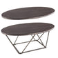 Elm Wood Table Set with Bridge Truss Metal Base Set of Three Brown and Gray - T384-13 AYF-T384-13