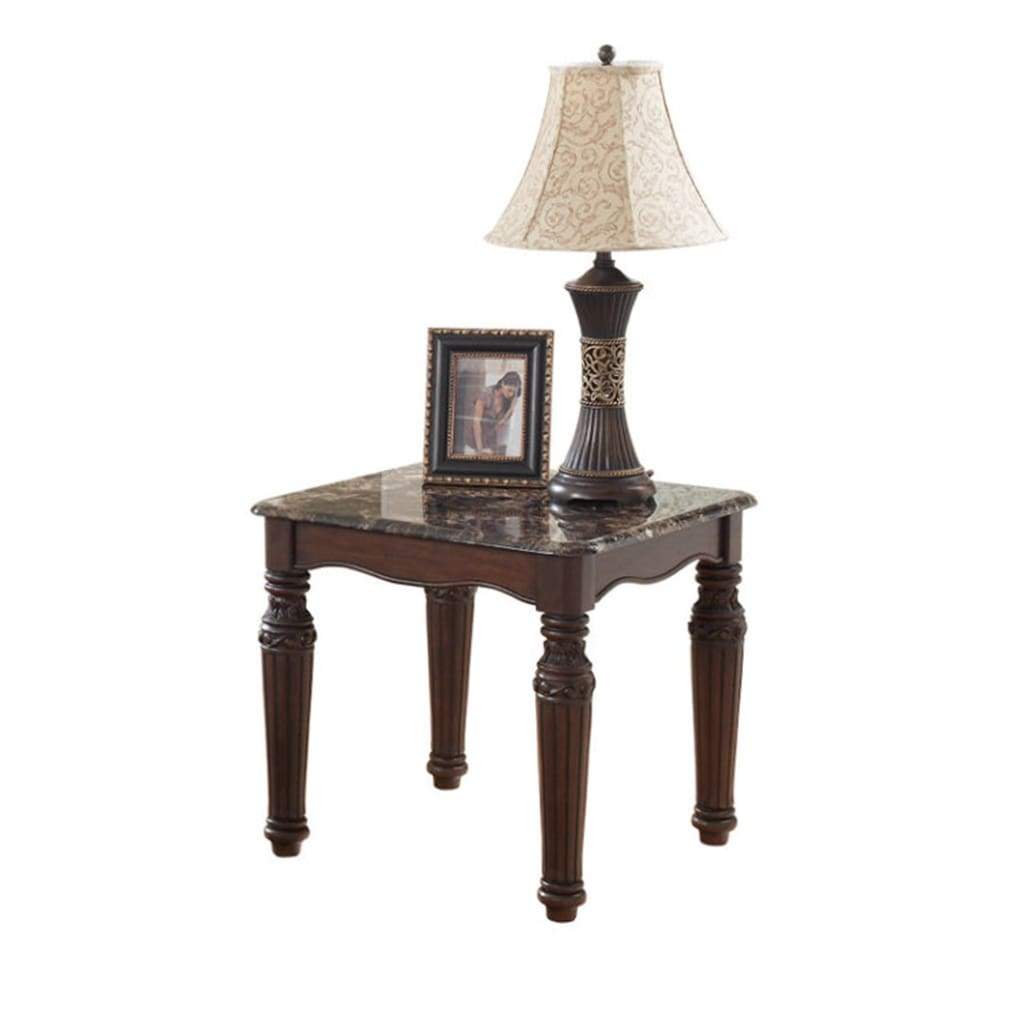 Traditional Style Wooden Table Set with Turned Legs and Faux Marble Top Set of Three Dark Brown - T533-13 AYF-T533-13
