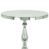 16 Inch Modern Round End Accent Table Aluminum Pedestal Base Glossy Silver By Benzara 30567