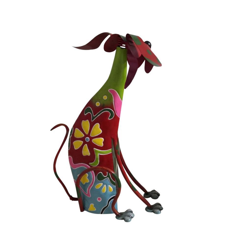 17 Inch Decorative Metal Dog Sculpture Multicolor By Benzara BM04287