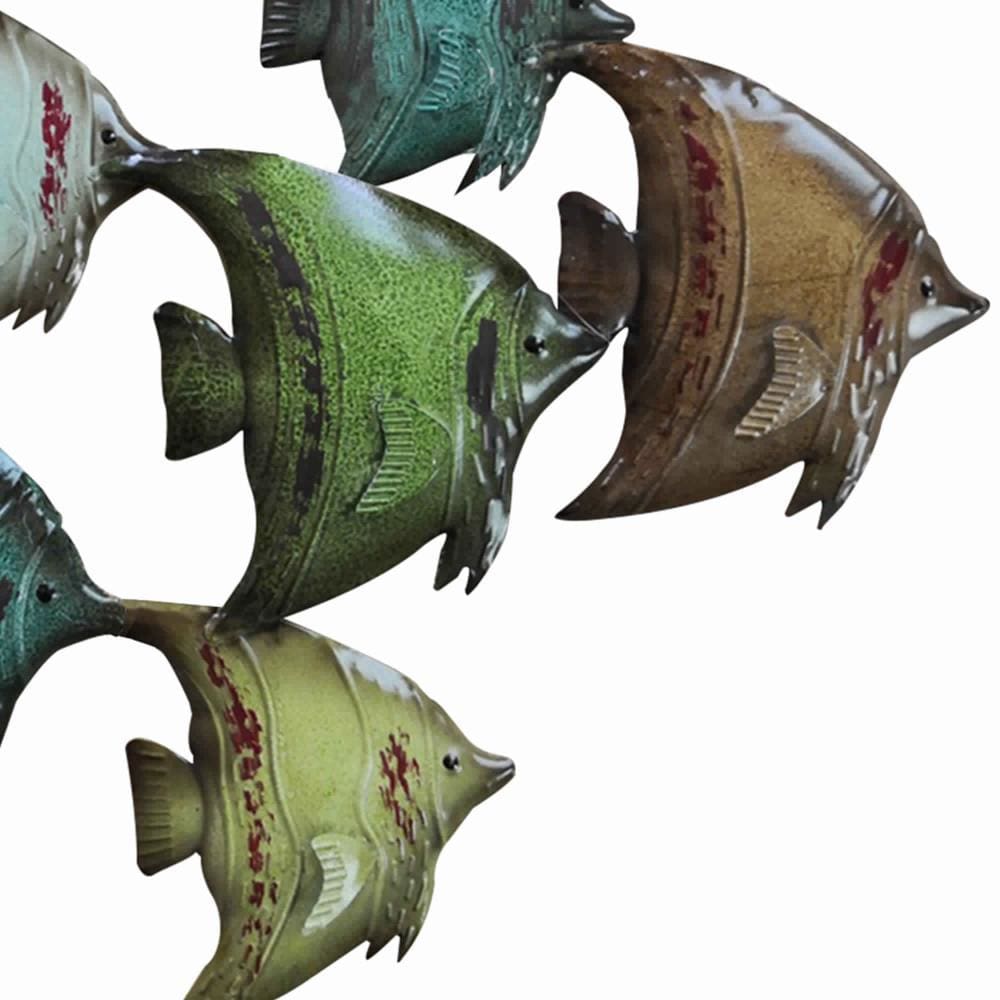 Three Dimensional Hanging Metal Fish Wall Art Decor Multicolor By Casagear Home BM05387