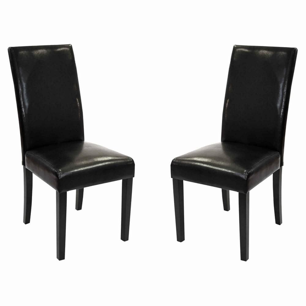 20 Inch Dining Chair, Black Vegan Faux Leather, Black By Casagear Home