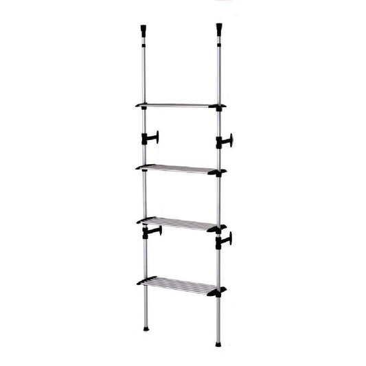 4 Tier Telescopic Metal Frame Clothes Rack, Silver and Black By Casagear Home