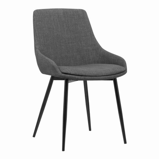 Fabric Upholstered Dining Chair with Metal Legs,Black & Gray By Casagear Home