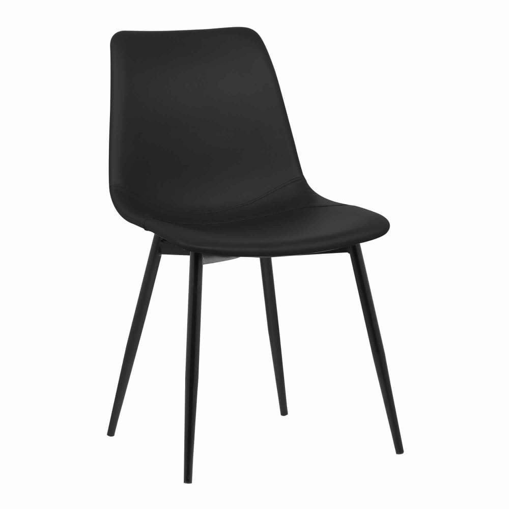Leatherette Dining Chair with Bucket Seat and Metal Legs, Black By Casagear Home