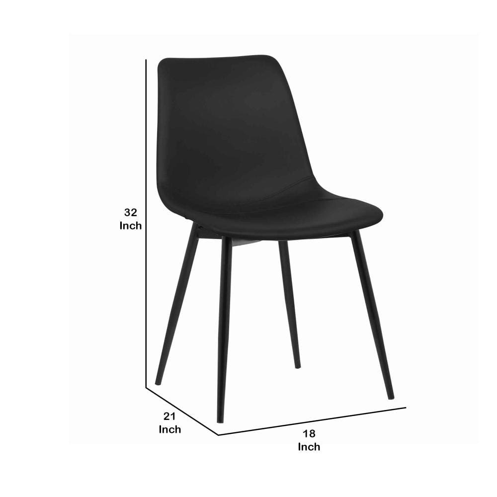 Leatherette Dining Chair with Bucket Seat and Metal Legs Black By Casagear Home BM155600