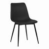 Leatherette Dining Chair with Bucket Seat and Metal Legs, Black By Casagear Home