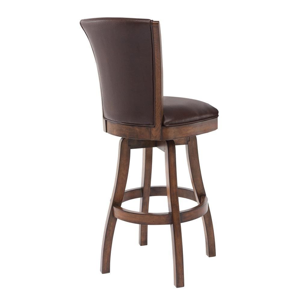 Wooden Counter Stool with Swivel Leatherette Seat and Backrest Brown By Casagear Home BM155608