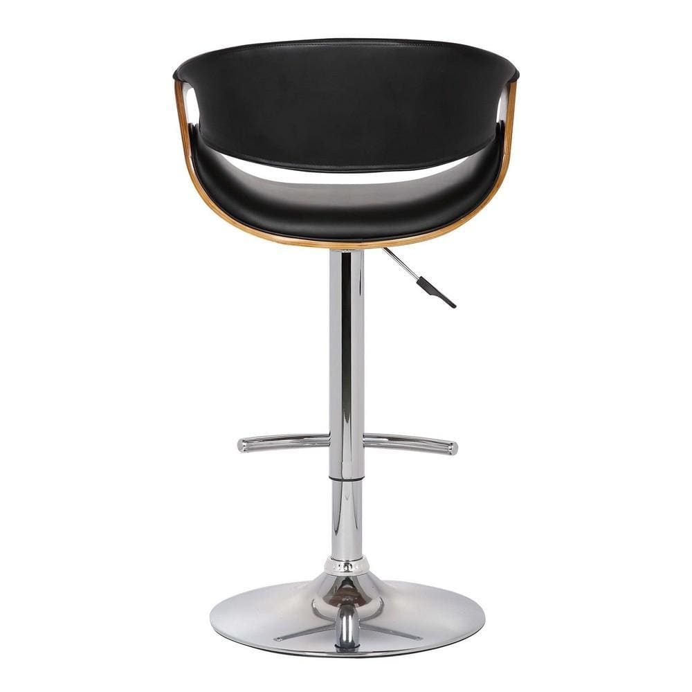 Adjustable Barstool with Wooden Support Black and Brown By Casagear Home BM155626