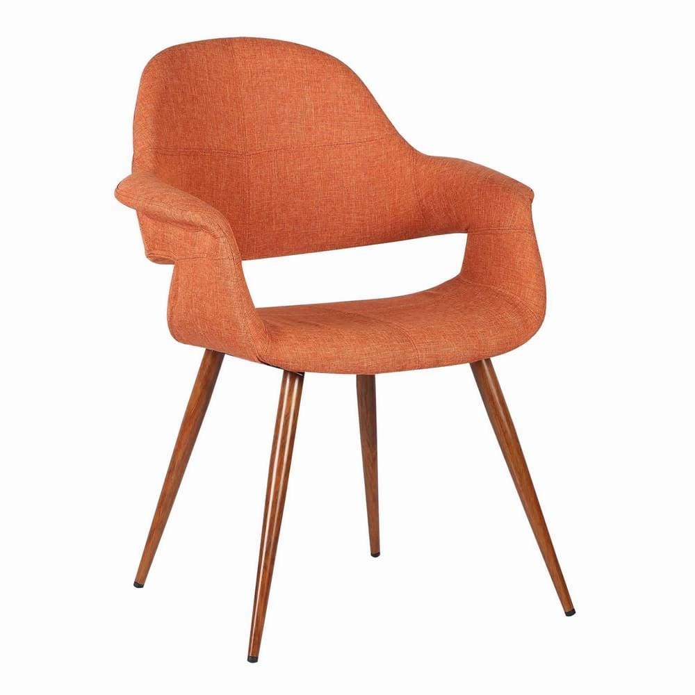 Open Padded Back Dining Chair with Splayed Legs,Orange & Brown By Casagear Home