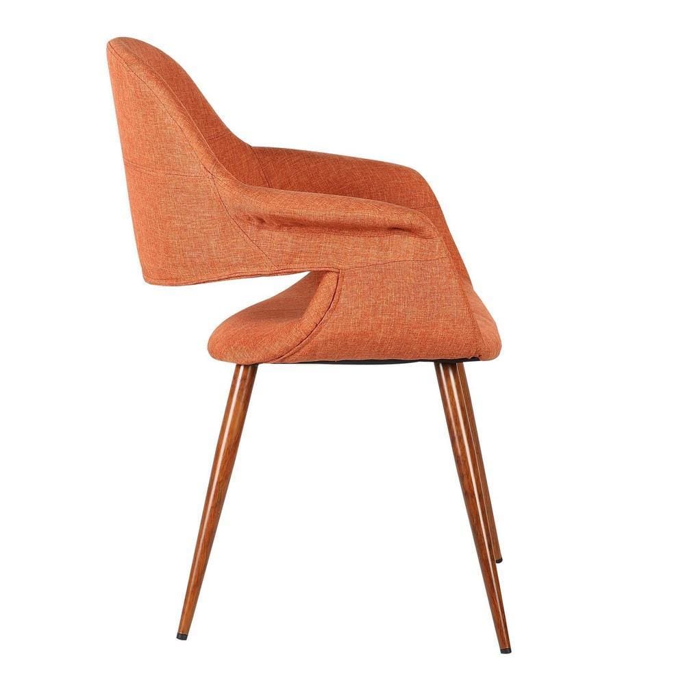 Open Padded Back Dining Chair with Splayed Legs,Orange & Brown By Casagear Home BM155651
