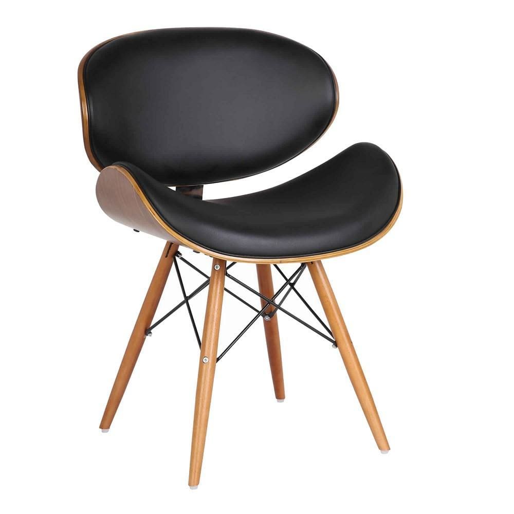 Leatherette Curved Seat Dining Chair, Brown & Black By Casagear Home