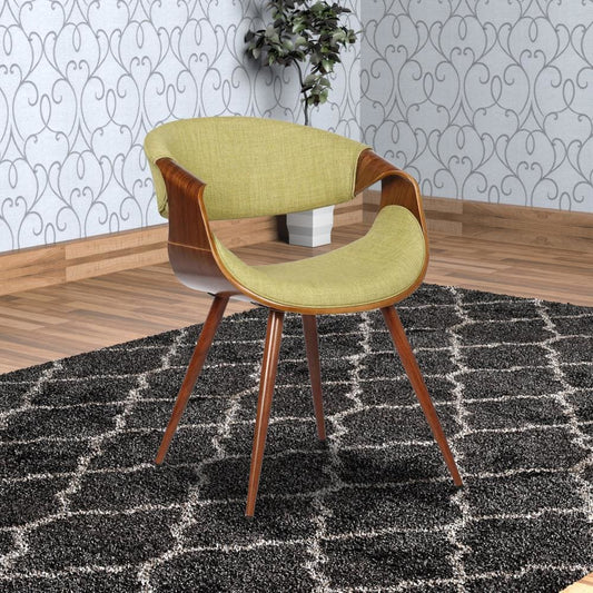 Dining Chair | Curved Back | Fabric | Tapered Legs | Brown & Green
