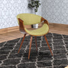 Dining Chair | Curved Back | Fabric | Tapered Legs | Brown & Green