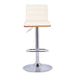 33 Leatherette Barstool with Stitched Details,Cream & Chrome By Casagear Home BM155714