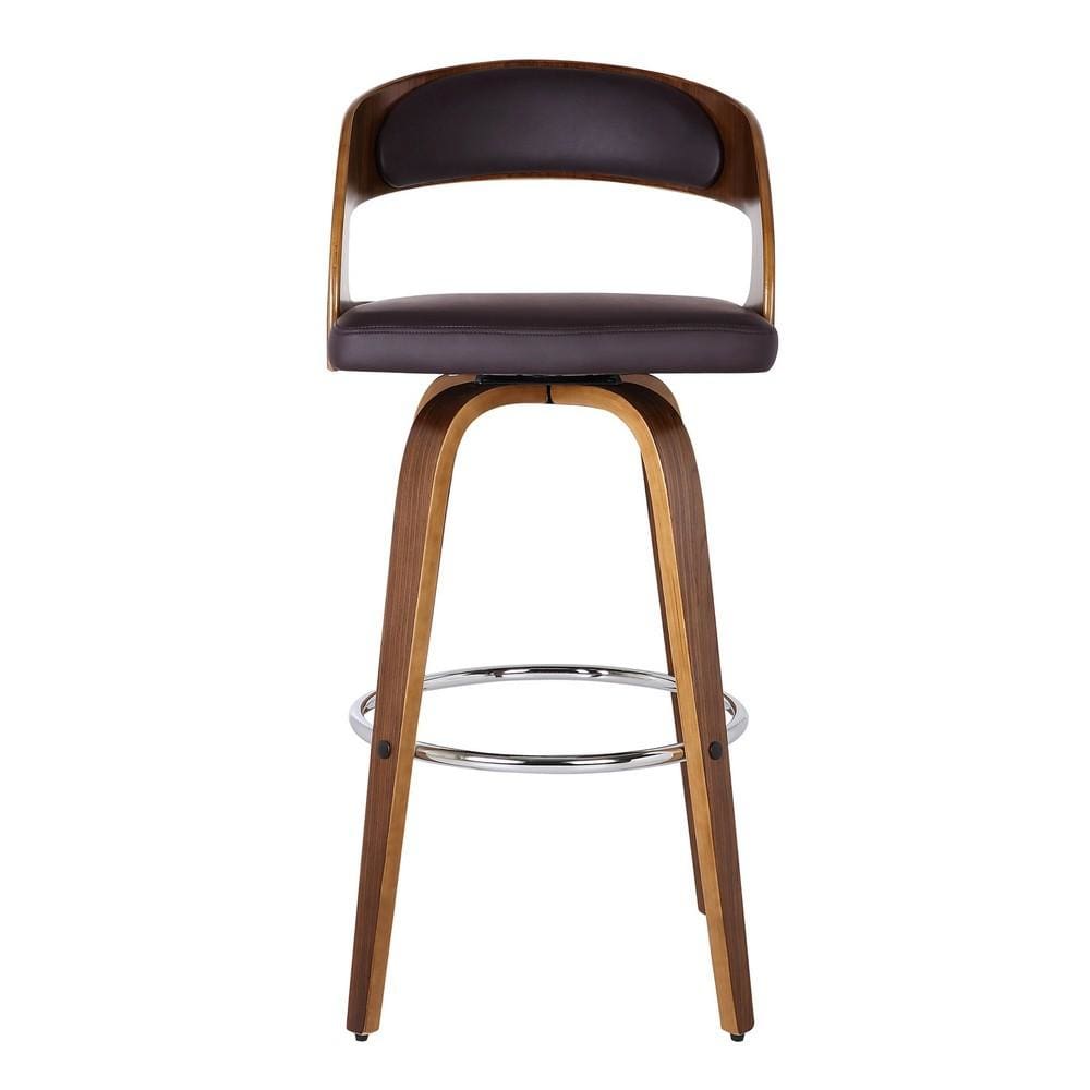 26 Leatherette Counter Height Barstool with Open Back,Brown By Casagear Home BM155717
