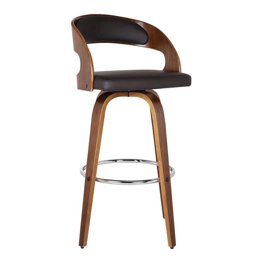 30" Leatherette Counter Height Barstool with Open Back,Brown By Casagear Home