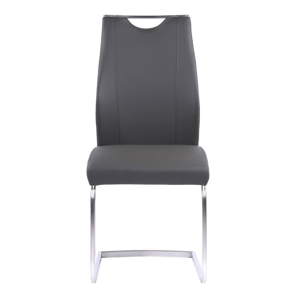 Leatherette Dining Chair with Cantilever Base Set of 2,Gray By Casagear Home BM155776