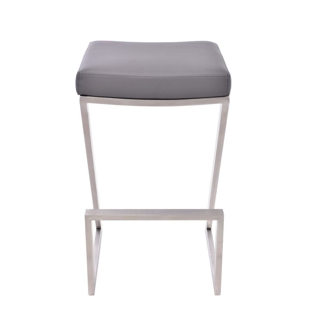 26 Z-Shape Backless Barstool with Padded Seat,Silver & Gray By Casagear Home BM155792