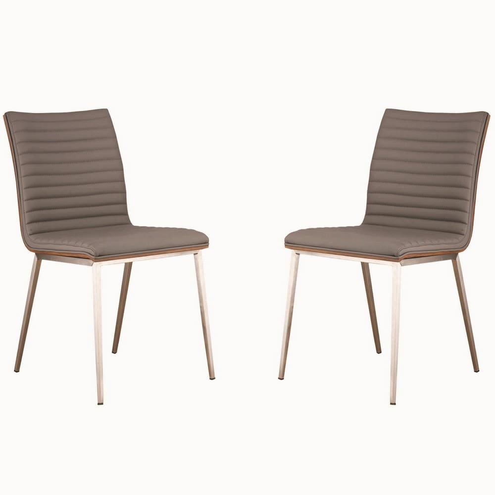 Horizontally Tufted Leatherette Dining Chair, Set of 2,Gray By Casagear Home