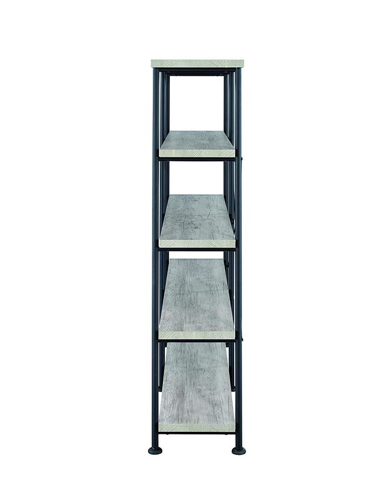 63 Inch Industrial 4 Tier Bookshelf Particleboard Metal Frame Gray Black CCA-801544