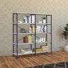 63 Inch Industrial 4 Tier Bookshelf, Particleboard, Metal Frame, Gray, Black