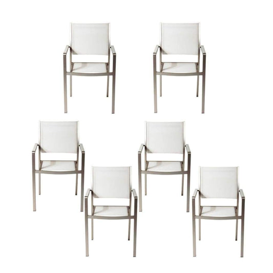 Dining Chair Set of 6 | Aluminum Frame | White