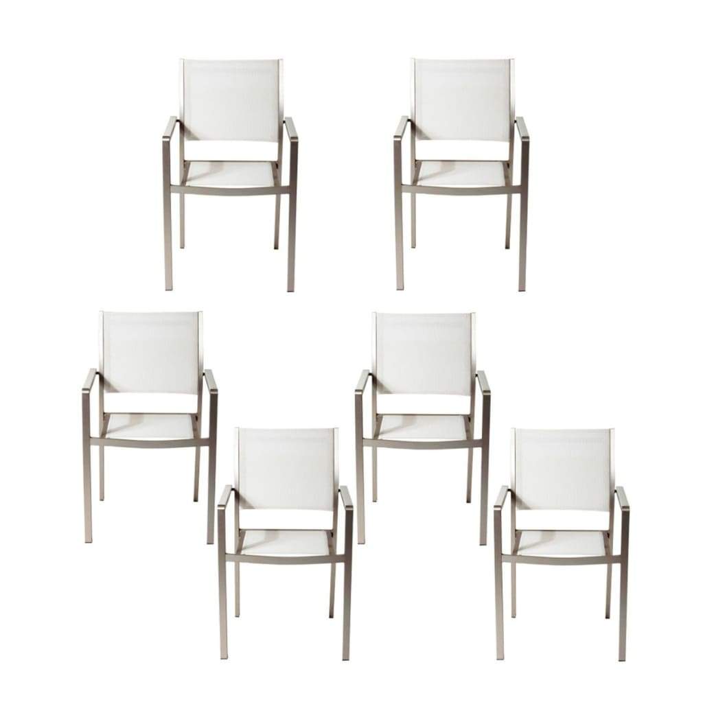 Dining Chair Set of 6 | Aluminum Frame | White