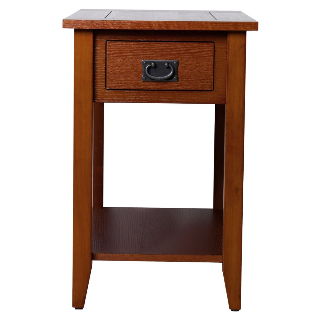 Transitional Wooden Chair Side End Table with Drawer and Open Shelf Brown BM181592