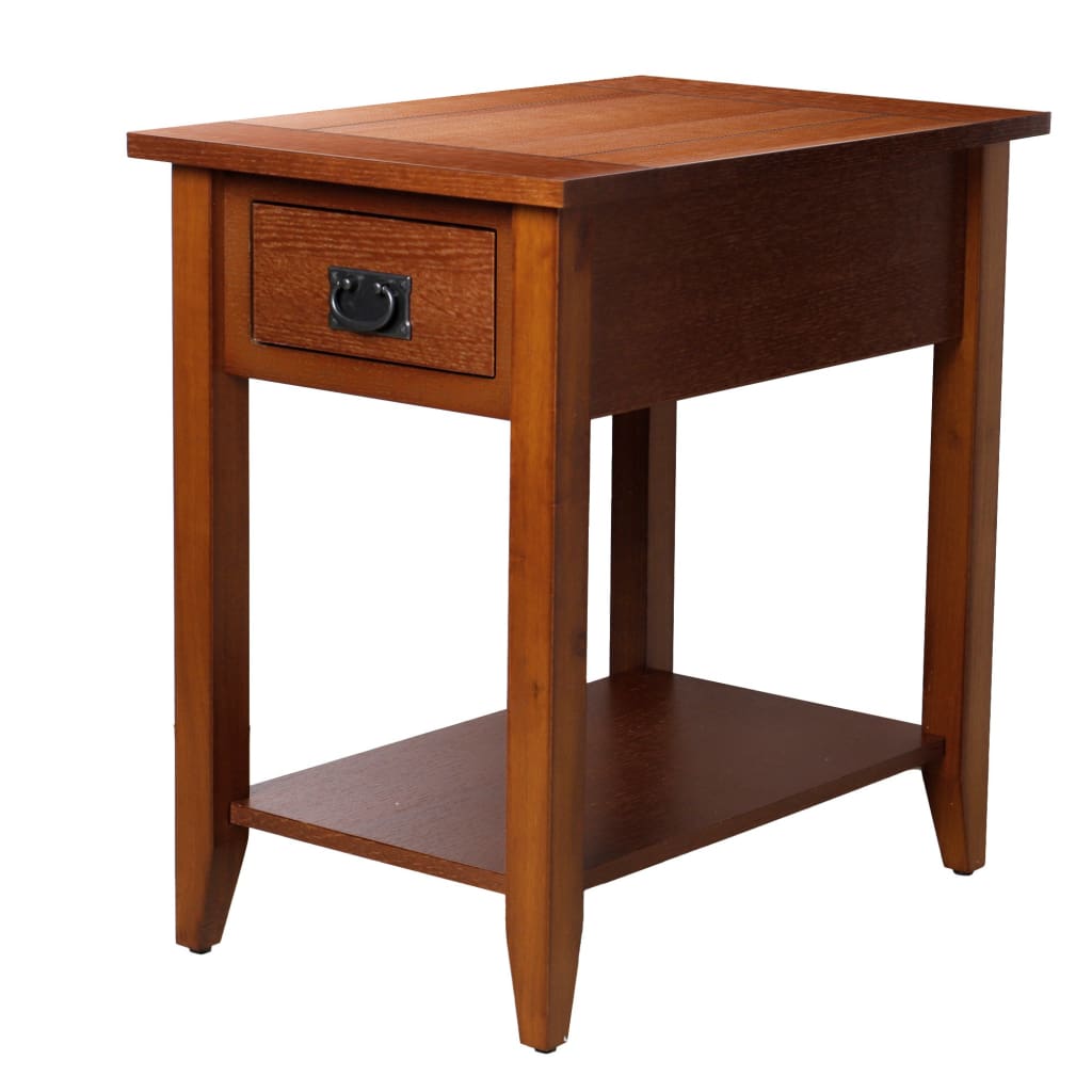 Transitional Wooden Chair Side End Table with Drawer and Open Shelf Brown BM181592