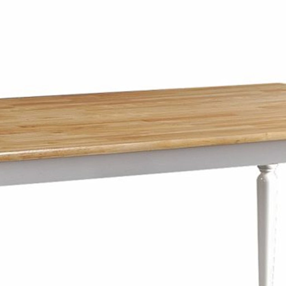 Grained Rectangular Wooden Dining Table with Turned legs Brown and White By Casagear Home BM183400