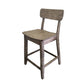 Curved Seat Wooden Frame Counter Stool with Cut Out Backrest, Gray by Casagear Home